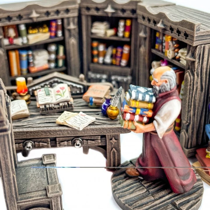 28mm Librarian Reading Room Dungeons & Dragons DnD D&D Village Library Scatter - Image 2 of 4
