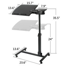 Laptop Notebook Rolling Table Desk Stand Overbed Tiltable Tabletop Comfortable
