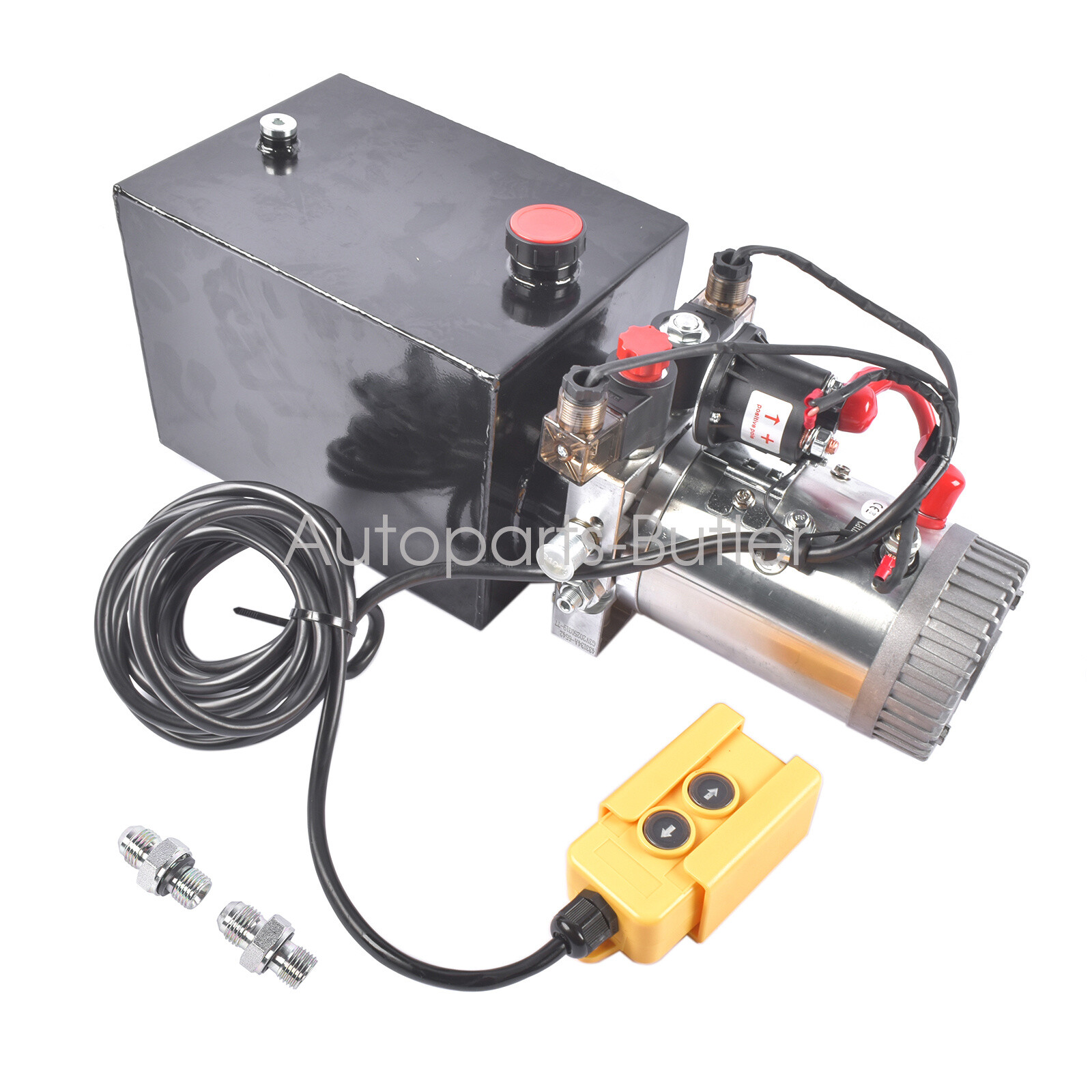 12V Dump Trailer Pump 8 Quart Double Acting Hydraulic Power Unit 0.91GPM 3200PSI