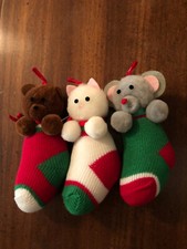 set of 3 cute christmas animal ornaments, new