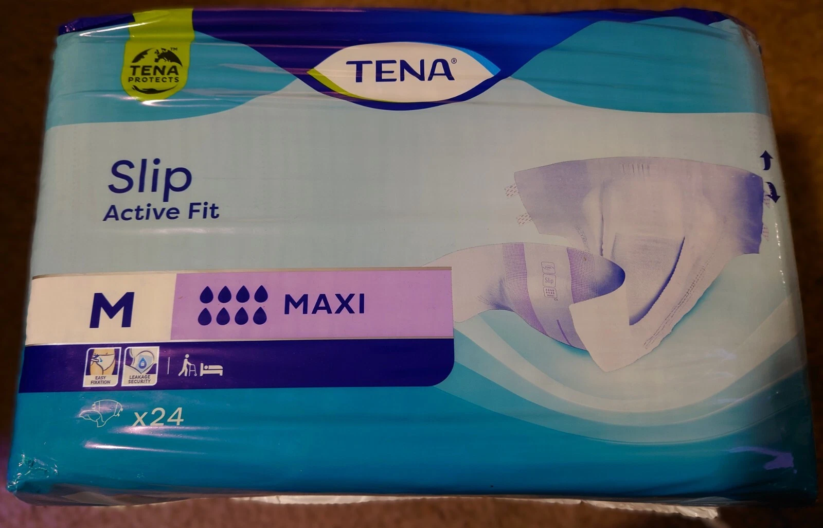 Tena Slip Active Fit Maxi, Plastic Backed. Medium CASE 3 Bags, 72ct.
