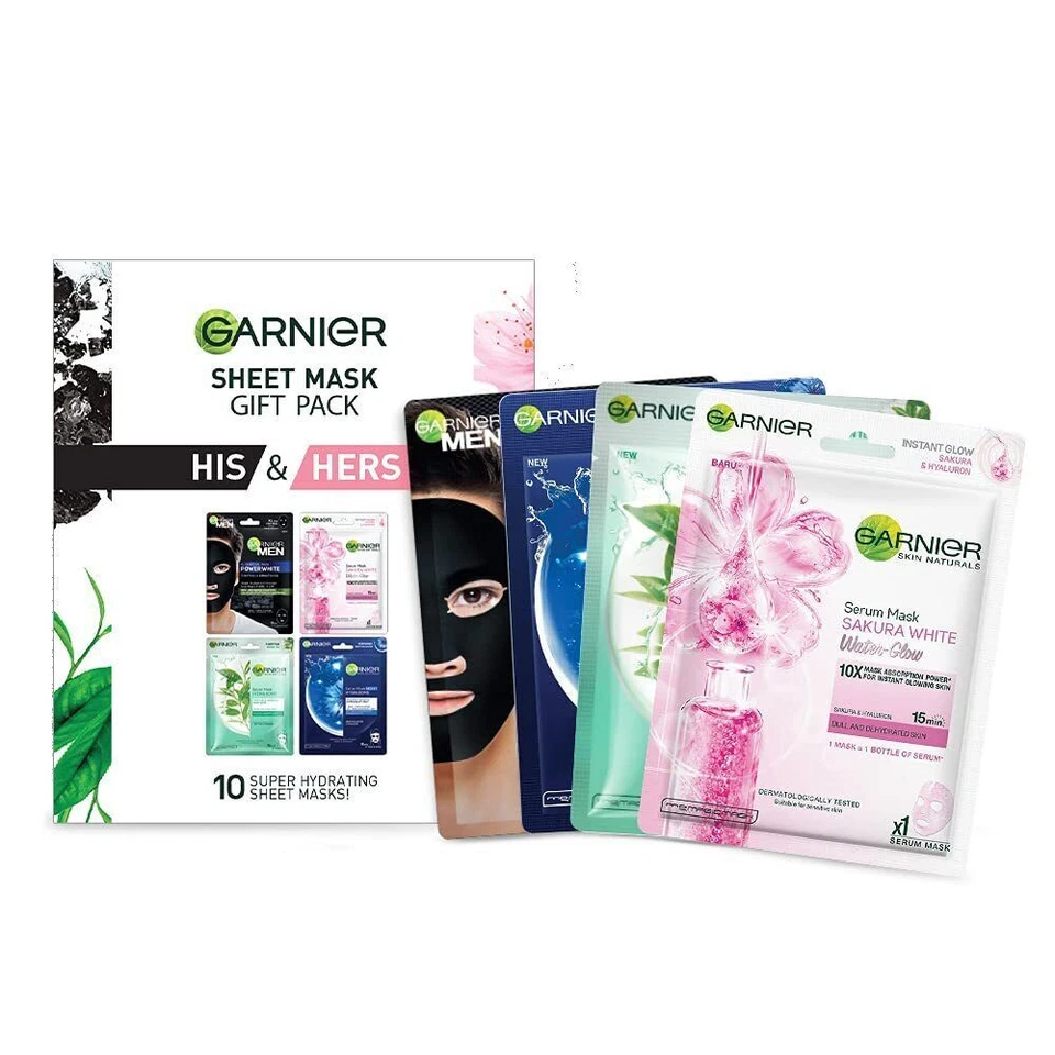 Garnier Face sheet Masks For Men and Women Hydrating Sheet Masks 10pcs AU - Image 2 of 4