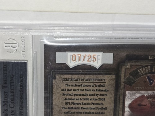 2003 Playoff Hogg Heaven Leather in Leather Laces Rc ANDRE JOHNSON Limited /25 - Picture 4 of 4