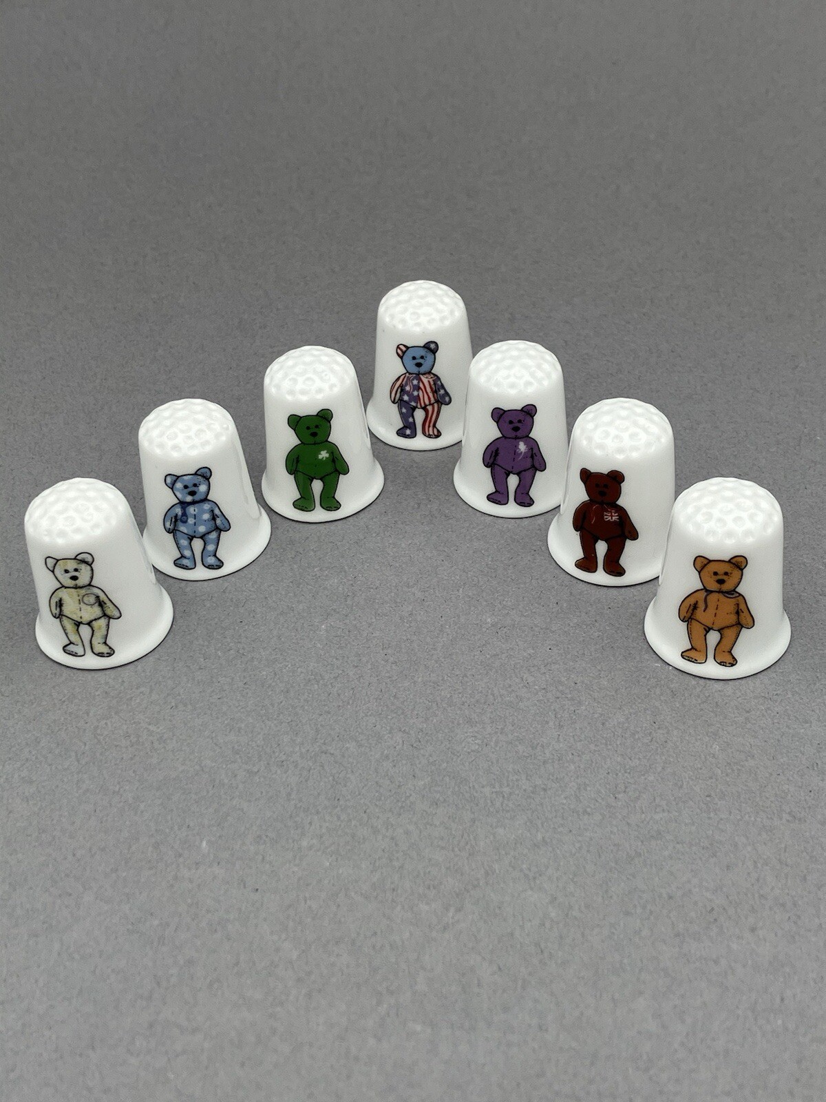Beanie Bears English fine bone china thimble set of seven-image