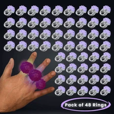 LED Light Up Flashing Purple Jelly Bumpy Rings Pack of 48 By Party Glowz