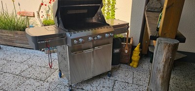 Weber Summit S-470 Edelstahl-Gasgrill, GBS Rost, Drehspieß, Smirre, 100er Rollen