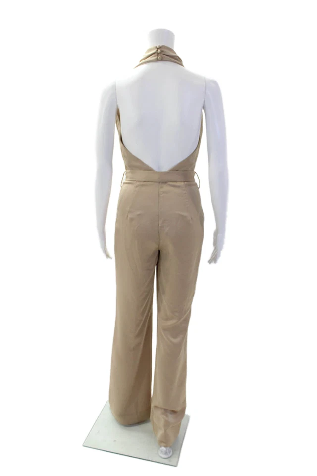 Mono sin mangas con cuello halter beige talla 2 MISHA COLLECTION para mujer Foto 3 de 4