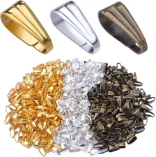 600pcs Pinch Clip Clasp Metal Snap Bail Antique Bronze,3 Colors,Gold,Silver 