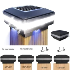 Black White 4x4 5x5 6x6 Solar Post Deck Cap Fence Light Landscape Lamp Outdoor