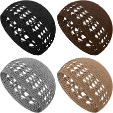 4pcs Hat Men Muslim Knit Kufi Cap Crochet Beanie Skull Beanie African Headwear