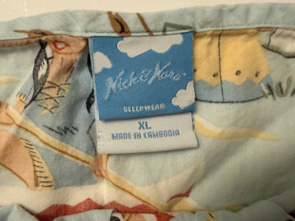 Conjunto de pijama vintage Nick & Nora vaqueras cami con pantalones cortos de algodón talla XL Foto 4 de 4