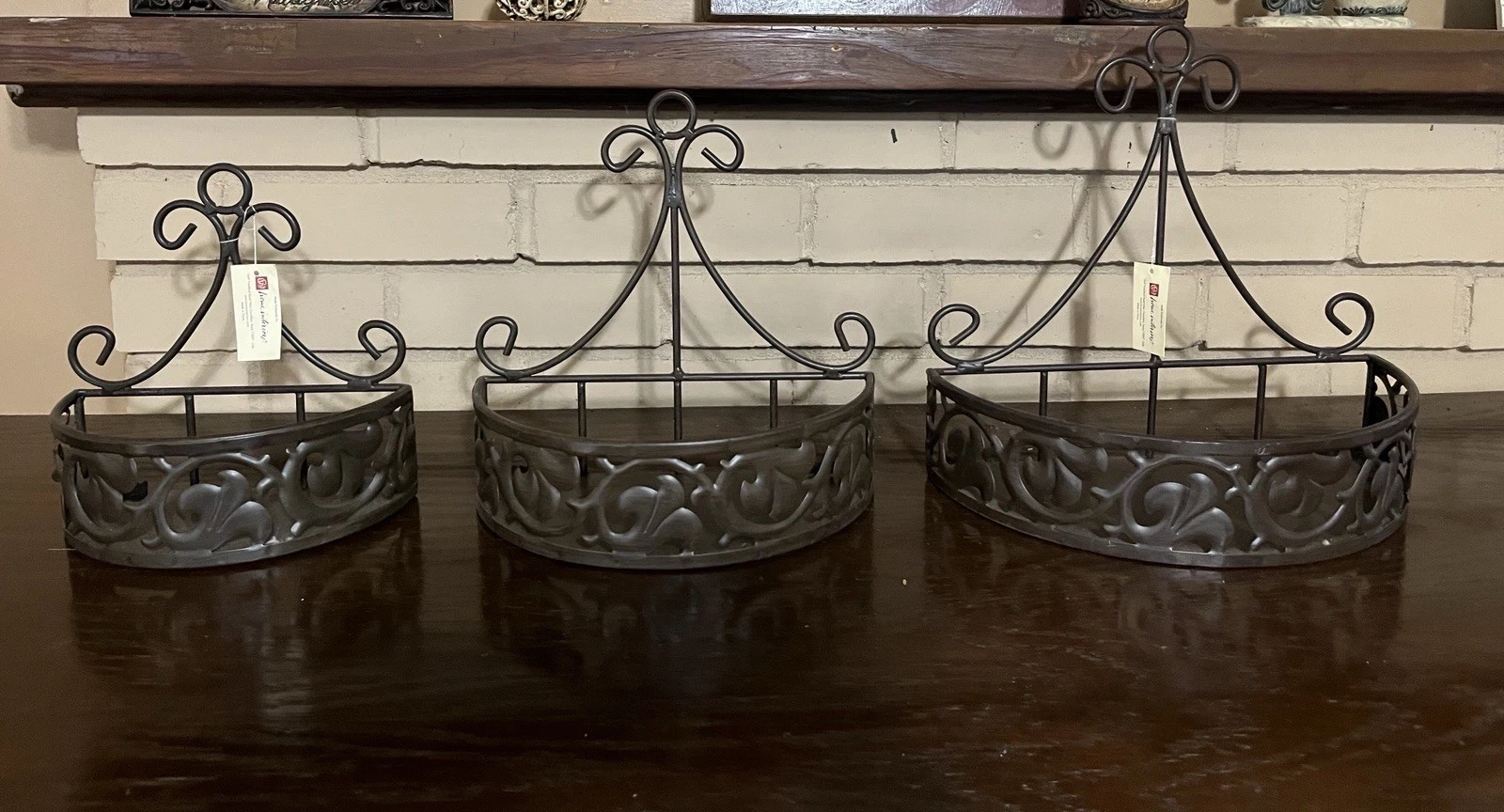 3 Brown Metal Home Interiors Wall Shelves
