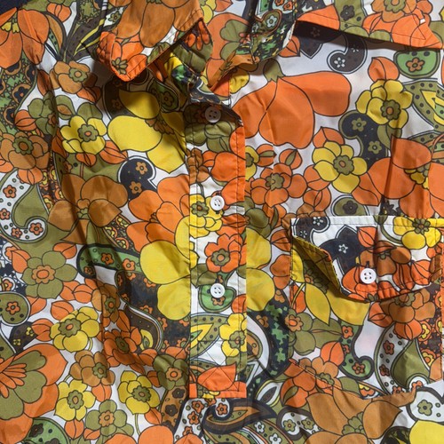 Camisa Skyr Vintage Años 60 70 Hippie Disco Woodstock Floral Nylon Damas Mediana - Imagen 8 de 18