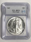 1987 SILVER EAGLE "ICG MS70" - STUNNING, ABSOLUTE PERFECT SILVER EAGLE!💥✅