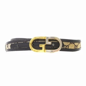 Gucci Ancienne Ceinture Vintage GG Toile Logo Boucle 90 32 Couleur Or Argent Marine Occasion 8