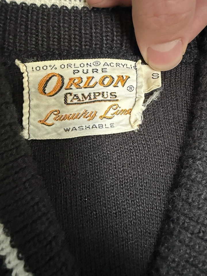 Blusa suéter vintage feminina tamanho pequeno Orlon campus luxo linho tamanho P - Imagem 2 de 4