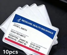 10Pcs- Vinyl Clear Medicare Card Cover Sleeves