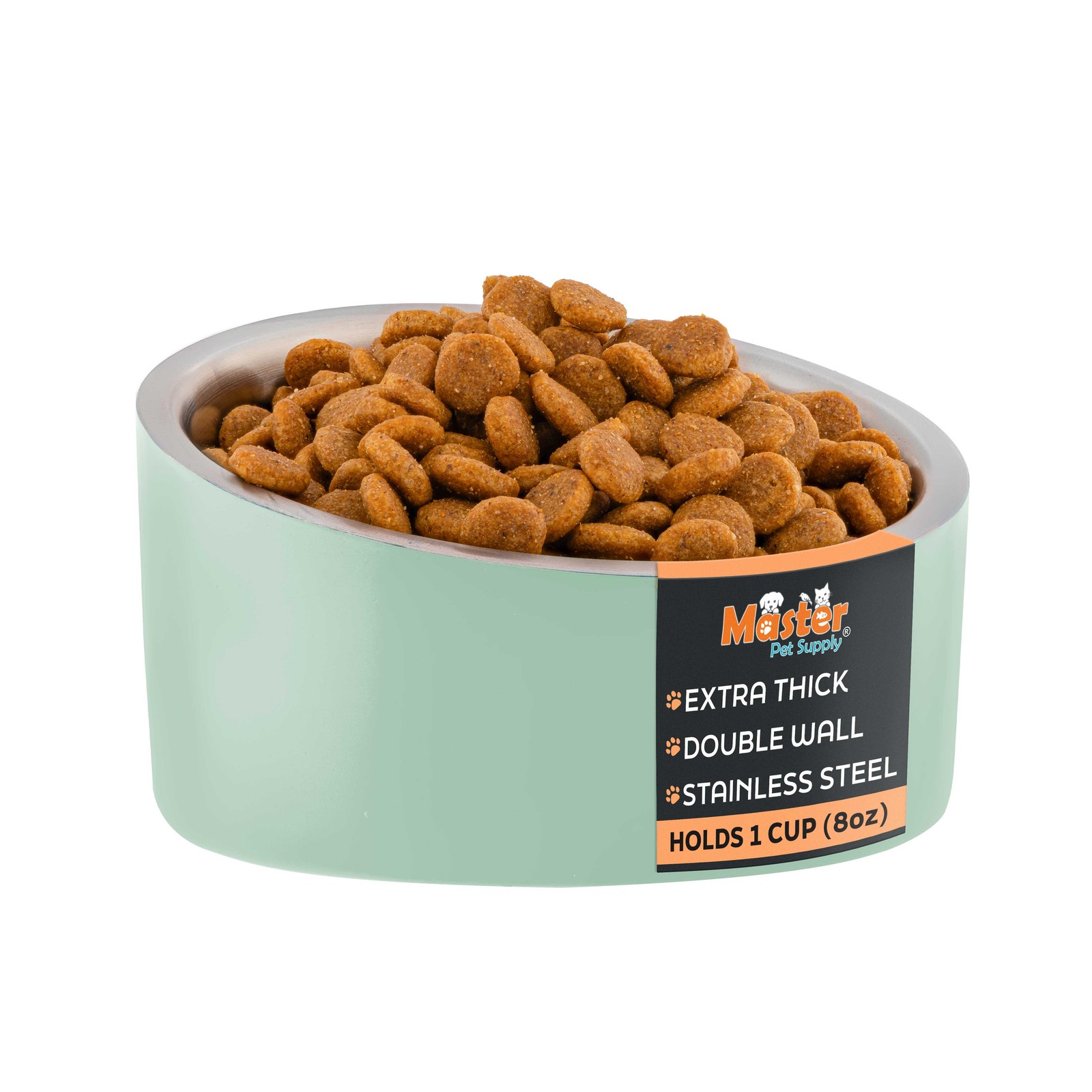 Master Pet Supply Slanted Small Double Wall Bowl & Anti Skid - Pistachio