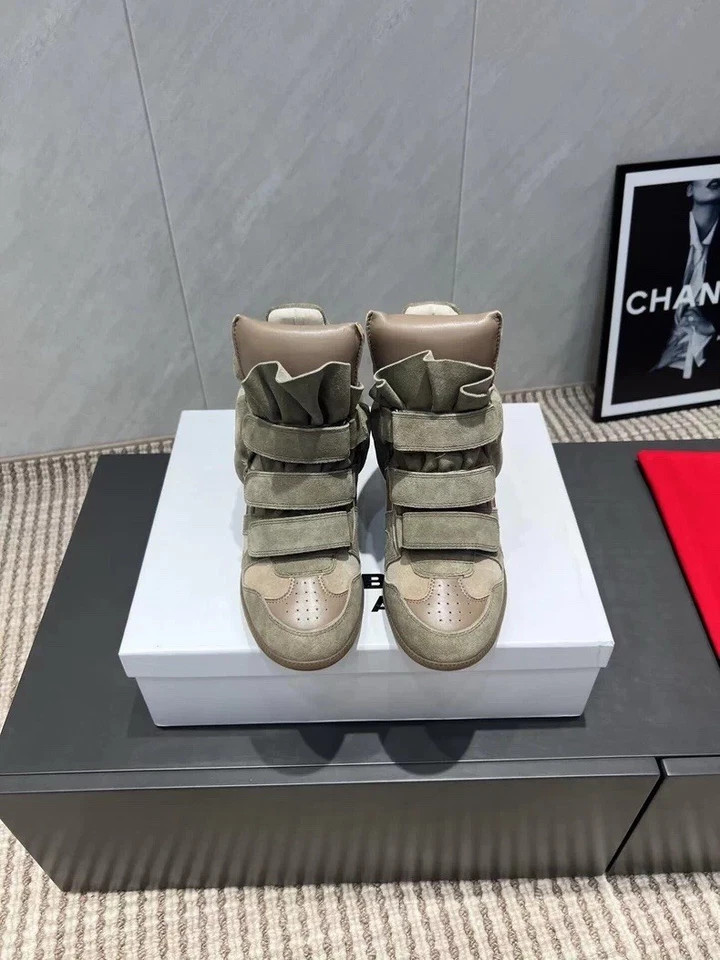 Zapatilla deportiva de caña alta inspirada en Isabel Marant verde militar 1:1 Foto 3 de 4