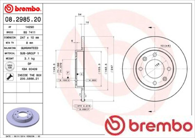 2x Bremsscheibe Brembo 08.2985.20 2 Bremsscheiben Hinterachse Hinten