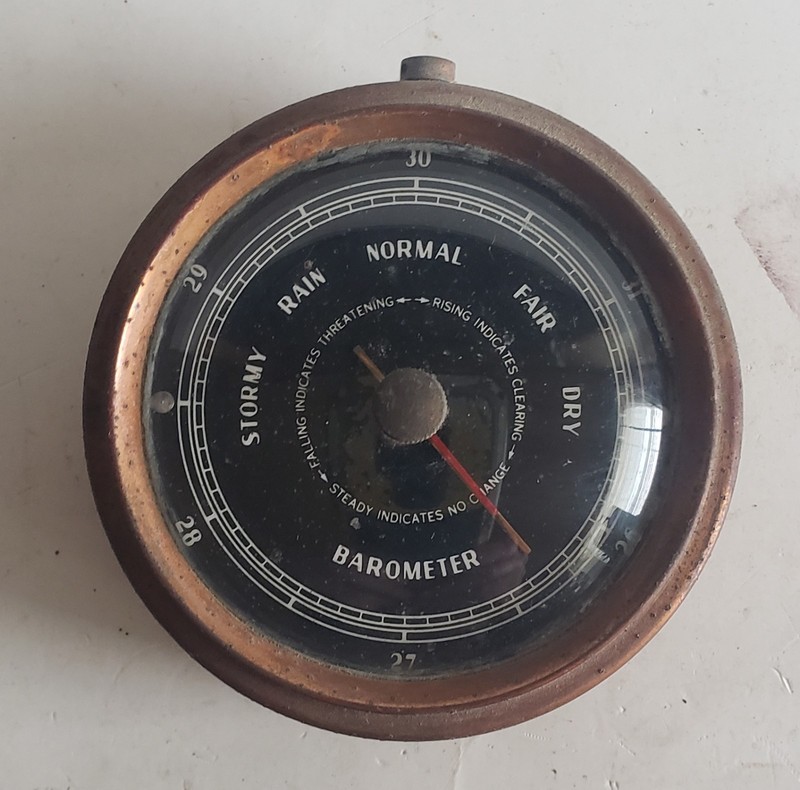 Vtg. Copper Cased Barometer Altimeter Aviation Style