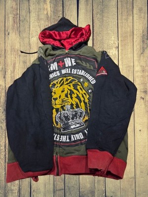 Vintage EVISU Full Zip Hoodie Men's XL Lion Crown Graphic  Streetwear 
