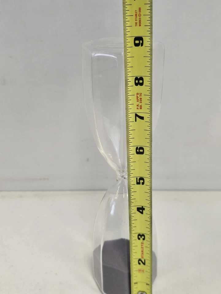 TEMPORIZADOR EN FORMA DE OCTÁGONO VIDRIO DE ARENA TRANSPARENTE SOPLADO 8,5” ARENA PÚRPURA 30 MINUTOS RARO Foto 3 de 4