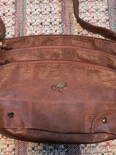 Brown Crossbody Bag with Organizer Pouches, Zip Closure, Silver Hardware