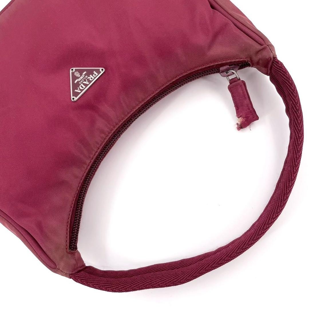 PRADA Accessory Pouch Hand Bag Tote Purse Logo Nylon Red Authentic thumbnail 6