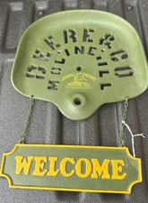 John Deere Moline, IL, 14&rdquo; approx Cast Iron Seat Sign Welcome sign