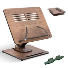 Book Stand for Reading 360° Adjustable Wooden Laptop Stand Cookbooks Holder M...