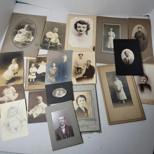 Antique/Vintage Cabinet Card /Photographs Men & Women Children Mixed Lot Of 18