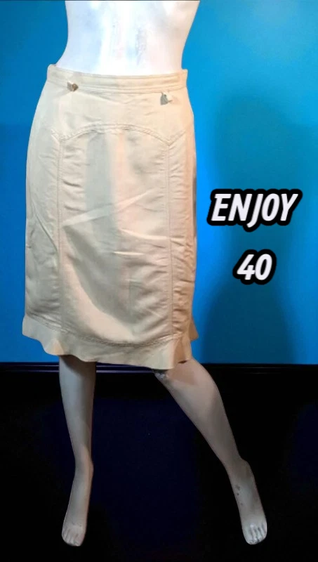 Enjoy Taille 40 jupe taille haute doublée beige crème polyester mélangé - Photo 1/3