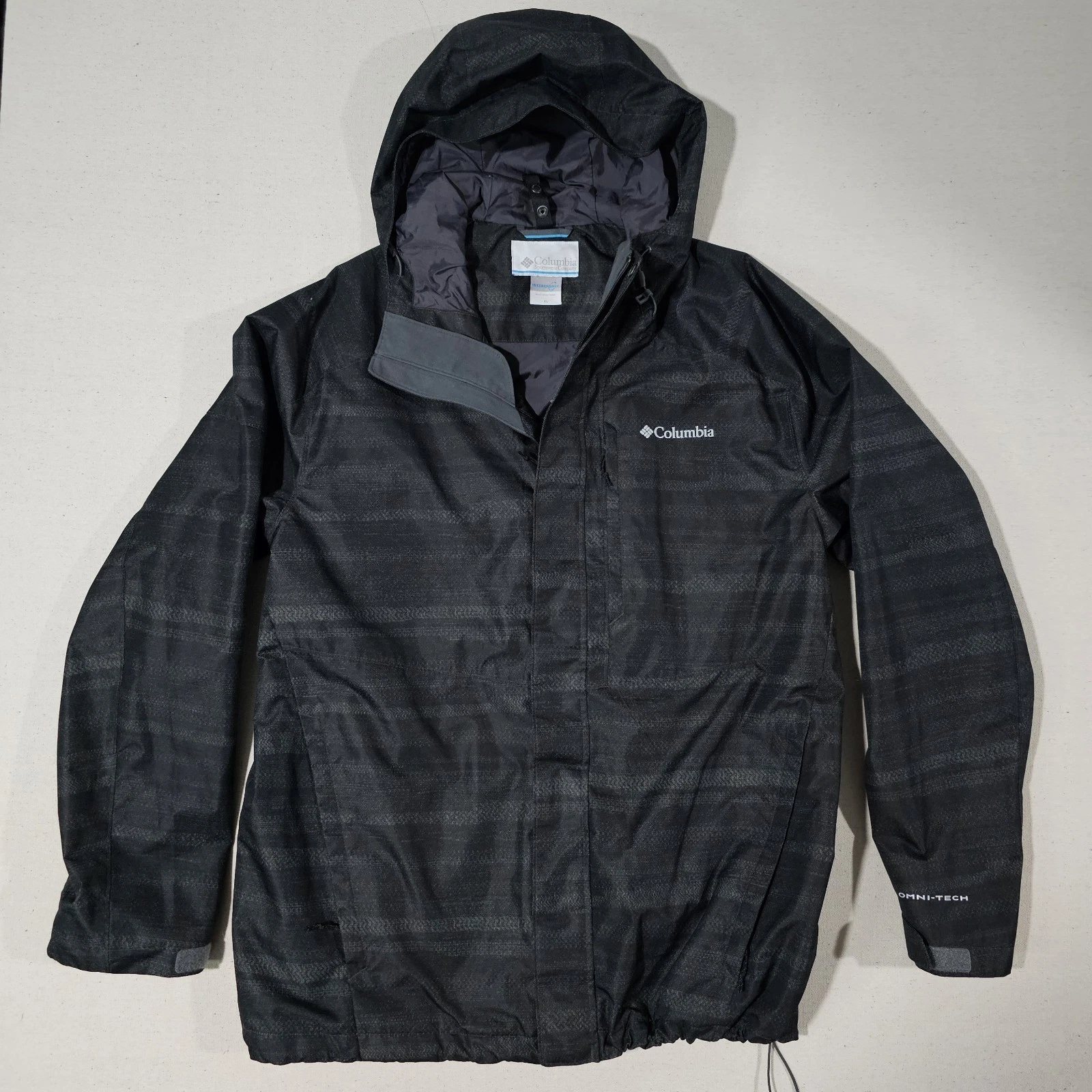 Columbia Jacket Men XL Black Omni Tech Outdoors Pre-owned Windproof
