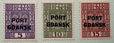 POLAND, PORT GDANSK, DANZIG 1934 Cpl set (3) Scott 1K25-1K27 Mint Never Hinged**