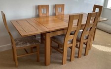 Solid Oak Table Extending To 220cm & 6 Chairs Delivery Take UPTO 7 -10DAYS