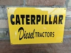VINTAGE CATERPILLAR DIESEL TRACTORS TRACTOR METAL PORCELAIN SIGN 12" X 8".