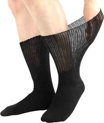 6 Paar Herren Socken extrabreit Diabetiker locker Oberteil ohne Gummi Cotton Rich Socke M2