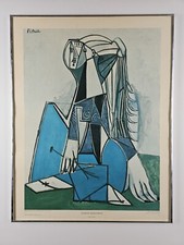ART - Large Vintage Pablo Picasso Print 27x21 Framed Abstract Art - Sylvette