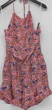 LULUS PINK FLORAL PRINT OPEN BACK NECK TIE/TIE CINCH WAIST SHORTS DRESS SZ L NWT