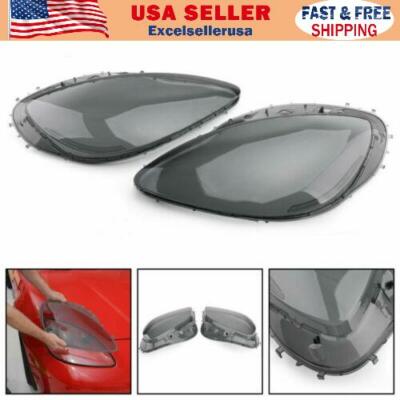 Headlight Replacement Lens Driver Passenger L+R PAIR Smoke Fits For Corvet C6 UE