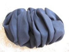 OVERSIZED VINTAGE 1980 BLACK RUFFLED CHIFFON FRENCH BARRETTE FRENCH CLIP-FRANCE