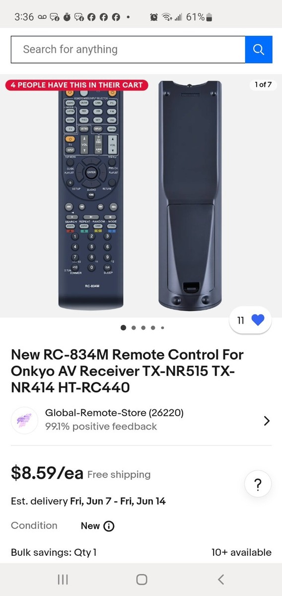 ONKYO TX SR343 Surround Sound 5.1 Receiver. HDMI 4x1 -Component