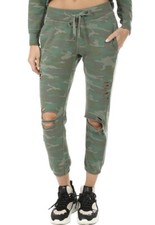 NSF Sayde Camo Sweatpants Womens Size M Sulphur Stone Distressed Joggers USA