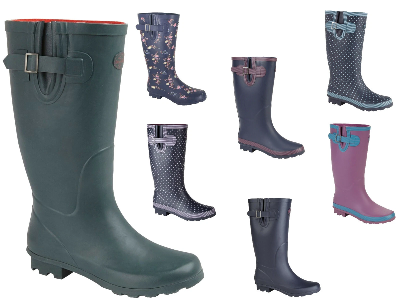 Stormwells Ladies Wide Calf Wellington Boots Rainy Snow Waterproof Wellies 3-9
Opens in a new window
