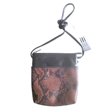 New ILI Brown Black Crossbody Snakeskin Snake Python Pockets Zip Top