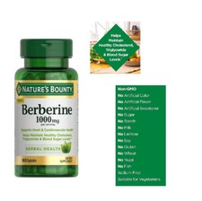 Berberine 1000mg / Nature's Bounty 60 capsules - Heart Cardio Health exp 2026