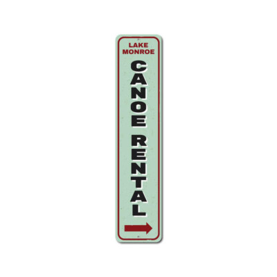Personalized Canoe Rental Arrow Sign Custom Vertical Lake House Direction Plaque