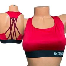 Victorias Secret Victoria Sport Unlined Strappy Racerback Sports  Bra Red Medium