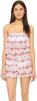 MILLY 262944 Women's Flamingo Print Rimini Romper Multi Swim Cover Up Size M